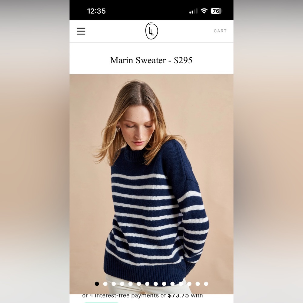 La Ligne Marin sweater in Navy/cream in size Small